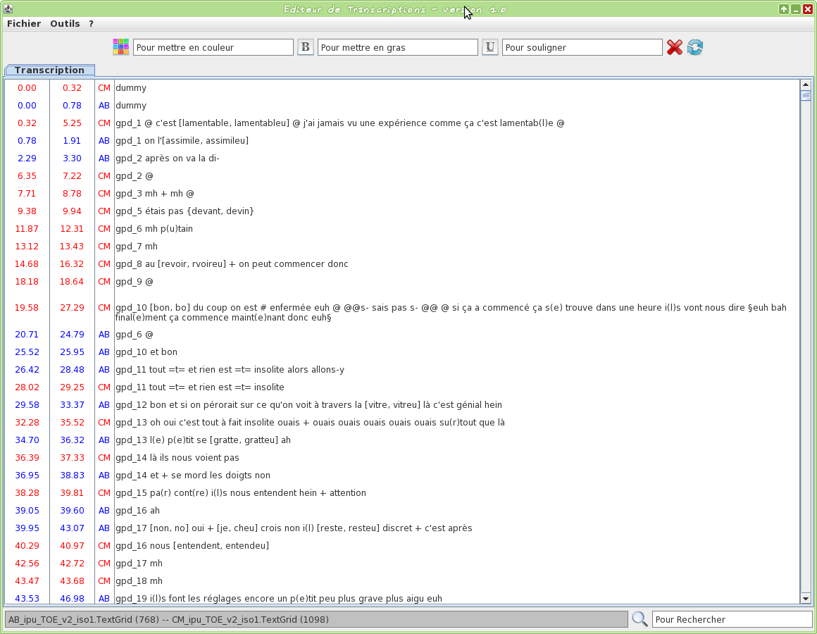 Editeur de Transcription - version 1.0